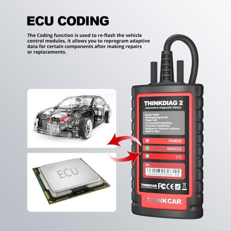 THINKCAR ThinkDiag 2 SP164-V Car Full System Diagnosis OBD2 Scanner