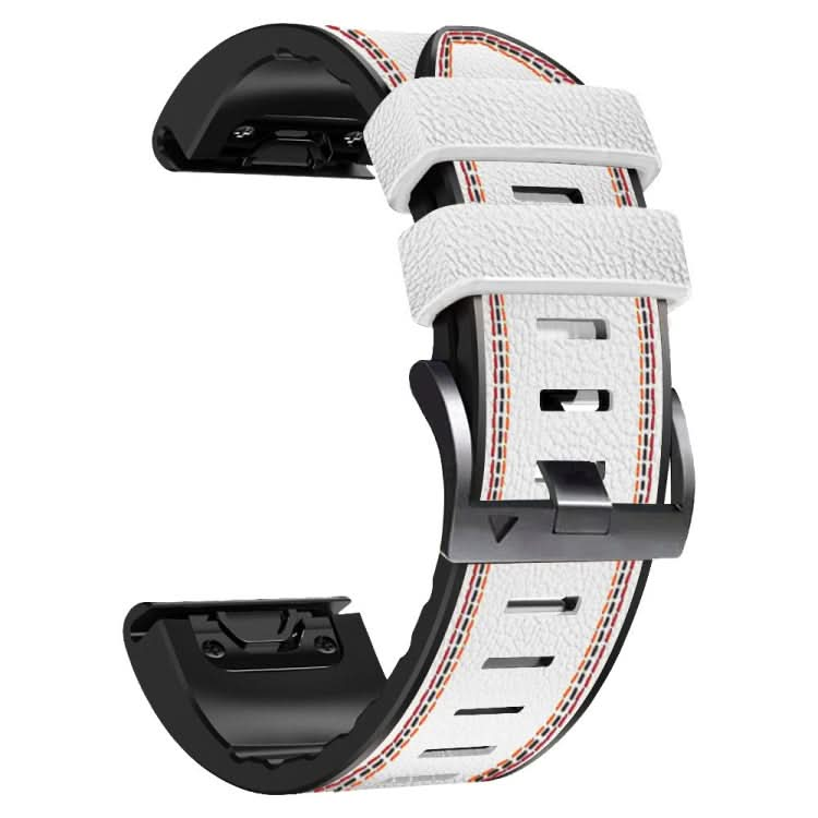 Tricolor Stitching Silicone Leather Watch Band