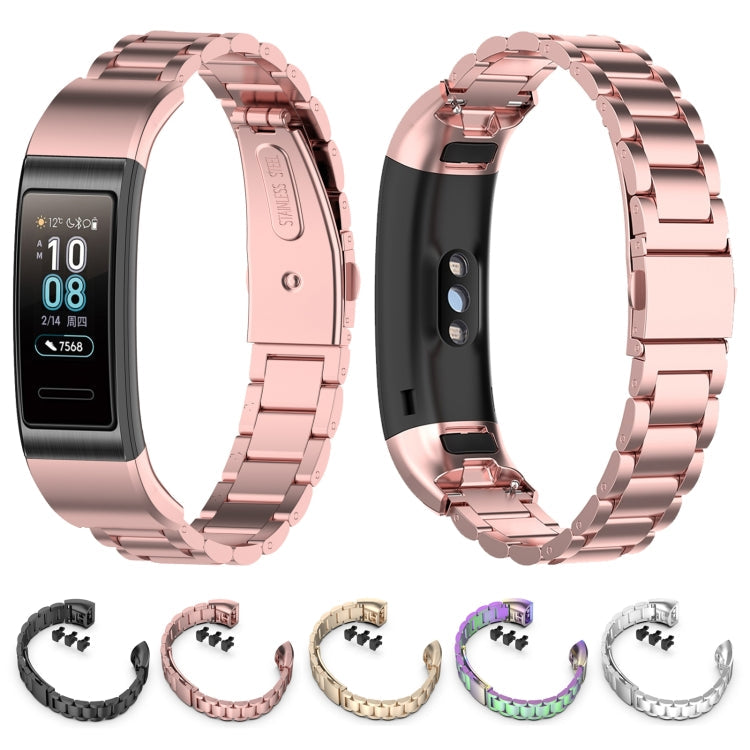 For Huawei Band 4 Pro (TER-B29S) / Band 3 Pro (TER-B29) / Band 3 (TER-B09) Three Beads Steel Wrist Strap Watchband