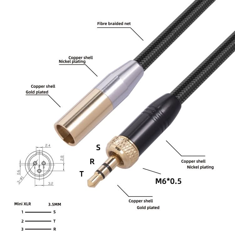 SB419M120-03 3.5mm Male to Mini XLR 3pin Male Audio Cable, Length: 30cm My Store