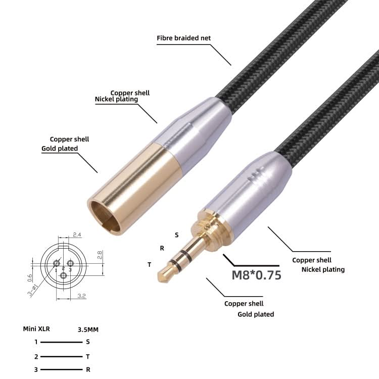 SB423M120-03 3.5mm Male to Mini XLR 3pin Male Audio Cable, Length: 30cm My Store