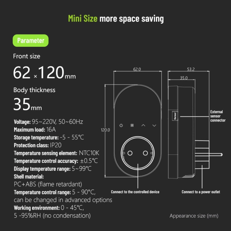 Plug-in LED Thermostat, EU Plug