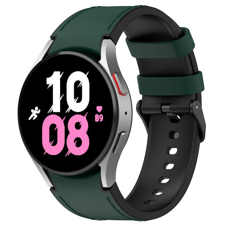 For Samsung Galaxy Watch5 44mm / 40mm Silicone Leather Black Buckle Watch Band