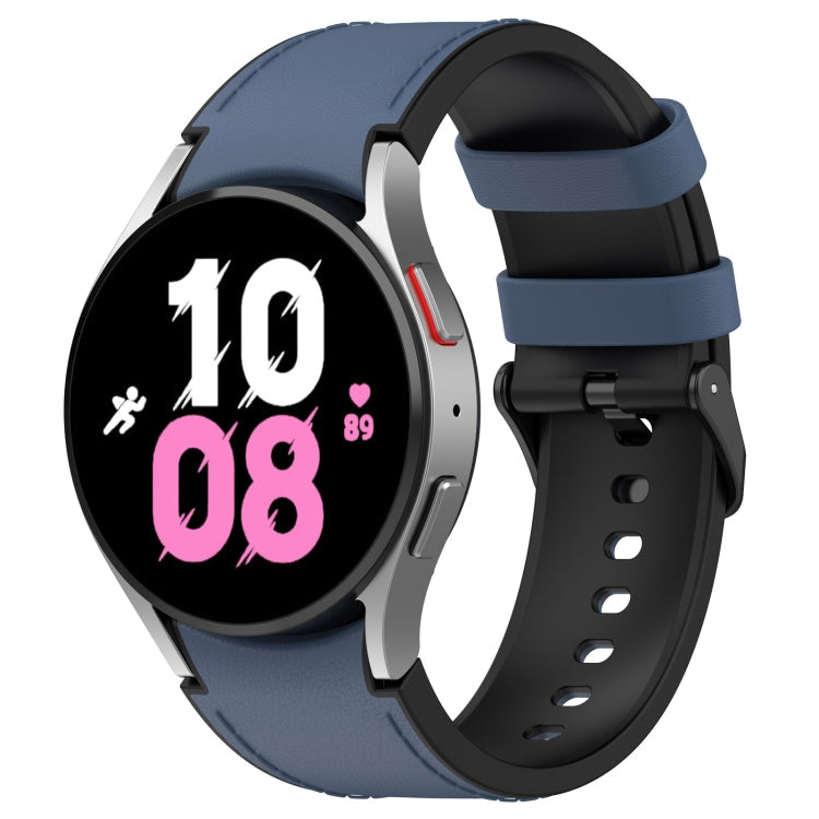 For Samsung Galaxy Watch5 44mm / 40mm Silicone Leather Black Buckle Watch Band