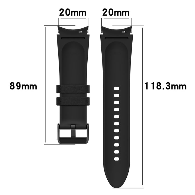 For Samsung Galaxy Watch5 44mm / 40mm Silicone Leather Black Buckle Watch Band