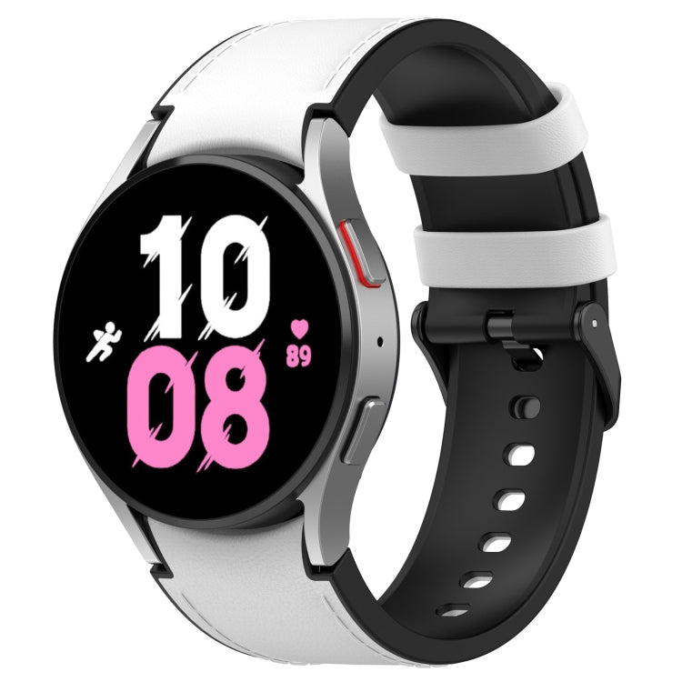 For Samsung Galaxy Watch5 44mm / 40mm Silicone Leather Black Buckle Watch Band