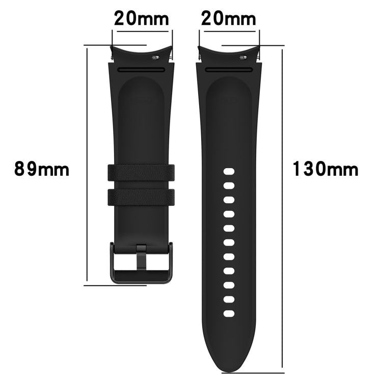 For Samsung Galaxy Watch5 44mm / 40mm Silicone Leather Black Buckle Watch Band