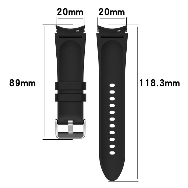 For Samsung Galaxy Watch5 44mm / 40mm Silicone Leather Silver Buckle Watch Band