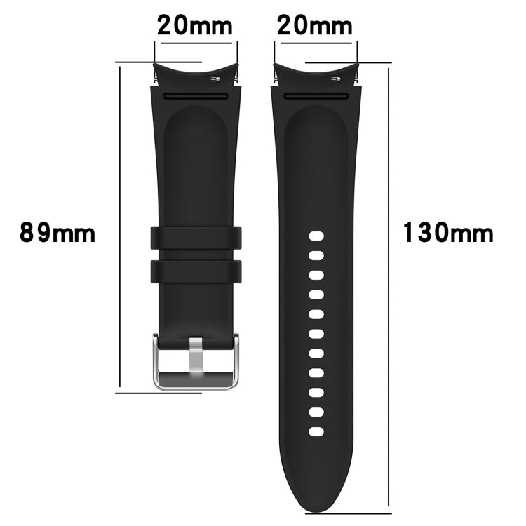 For Samsung Galaxy Watch5 44mm / 40mm Silicone Leather Silver Buckle Watch Band