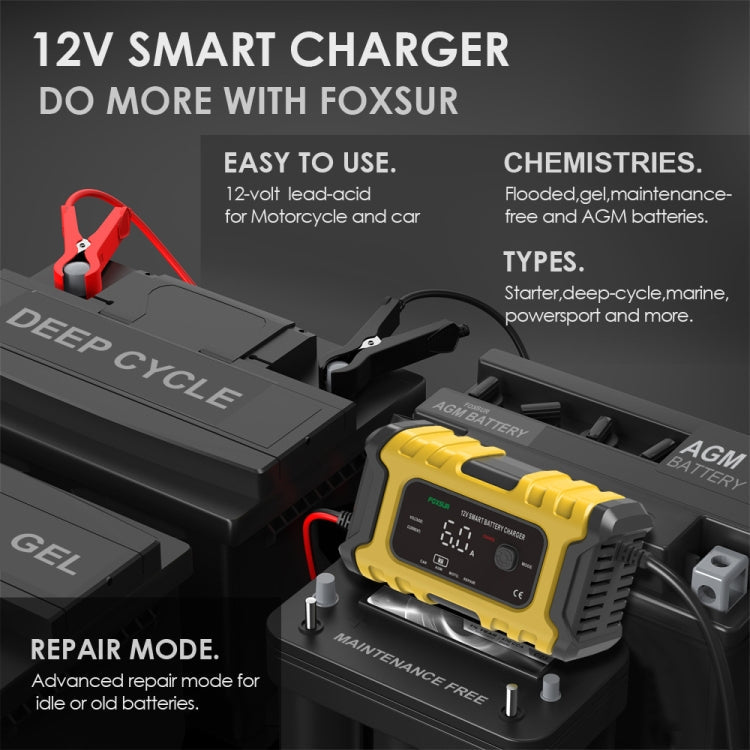 FOXSUR 6A 12V Motorcycle / Car Smart Battery Charger ÎҵÄÉ̵ê