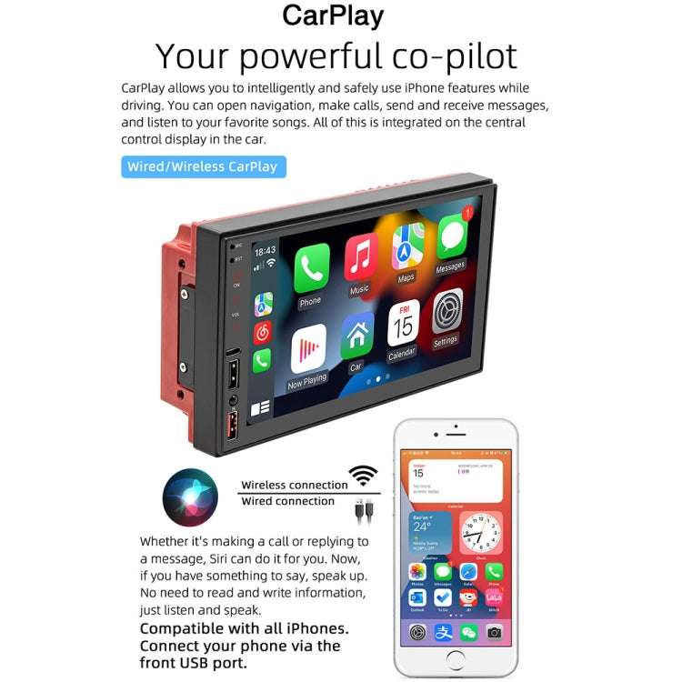 7 inch Wireless CarPlay Car MP5 Player Supports Bluetooth/Reverse/Mobile Phone Internet