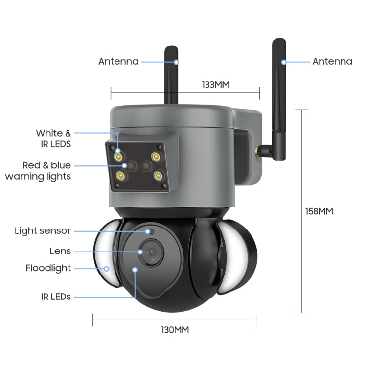 4MP 4G Smart Security Floodlight Camera Support Two-way Audio / Night Vision