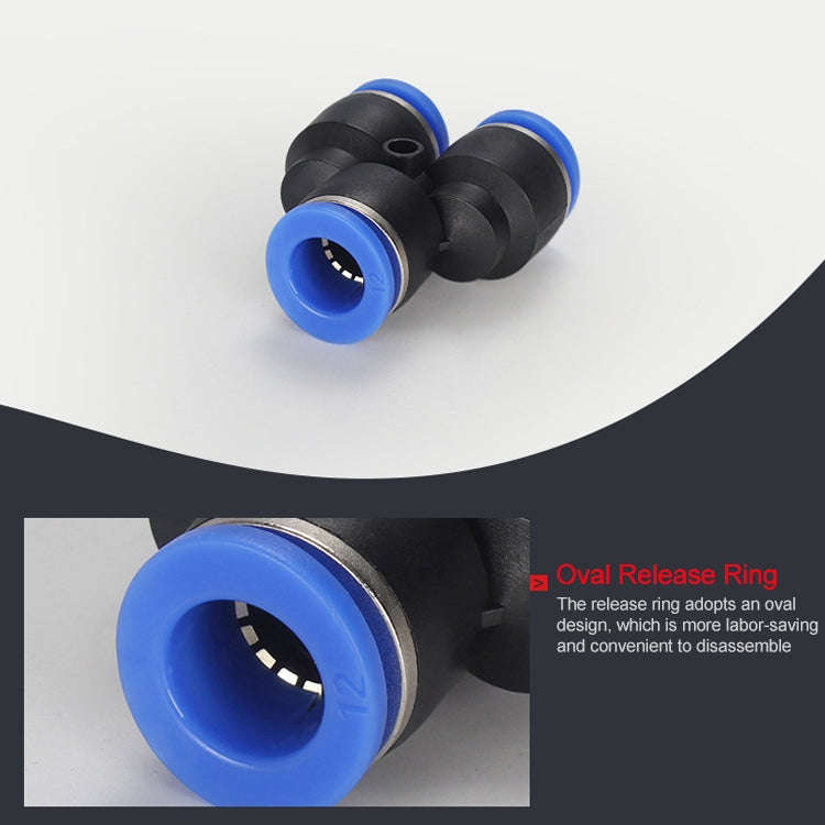 PW16-12 LAIZE 2pcs Plastic Y-type Tee Reducing Pneumatic Quick Fitting Connector My Store