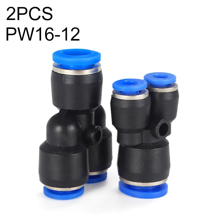 PW16-12 LAIZE 2pcs Plastic Y-type Tee Reducing Pneumatic Quick Fitting Connector My Store