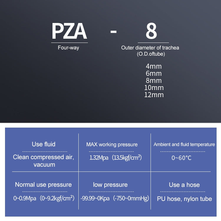 LAIZE 10pcs Plastic PZA Four-way Pneumatic Quick Fitting Connector My Store