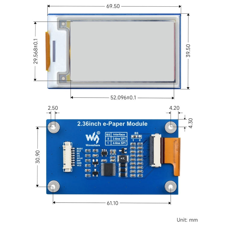 Waveshare 2.36 inch 296×168 E-paper Module My Store