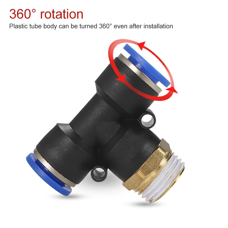 PB6-03 LAIZE 2pcs Plastic T-type Tee Male Thread Pneumatic Quick Connector My Store