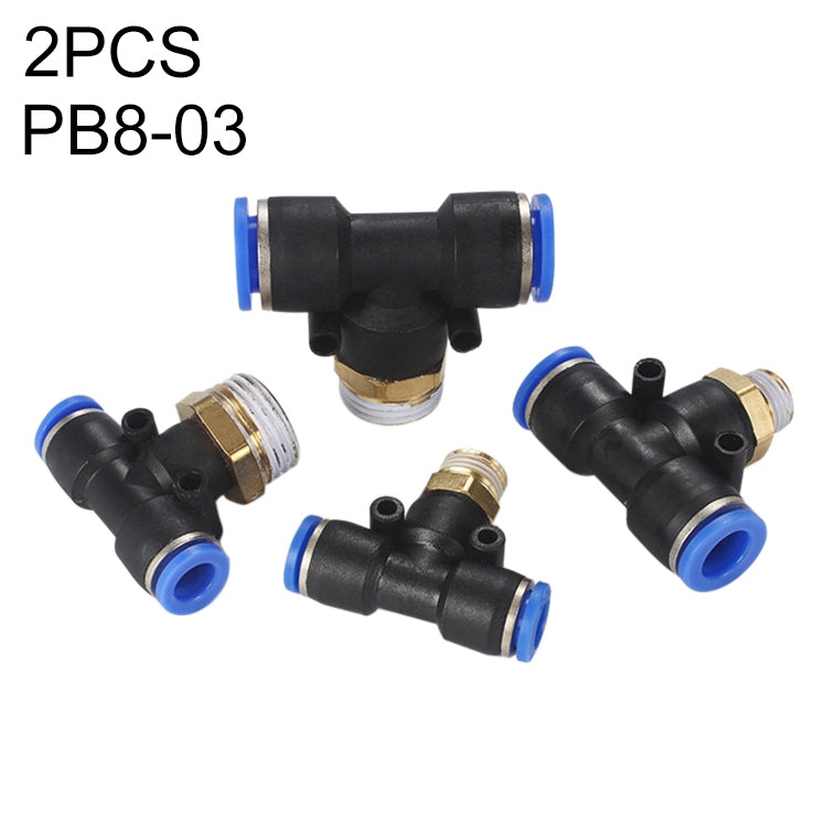 PB6-03 LAIZE 2pcs Plastic T-type Tee Male Thread Pneumatic Quick Connector My Store