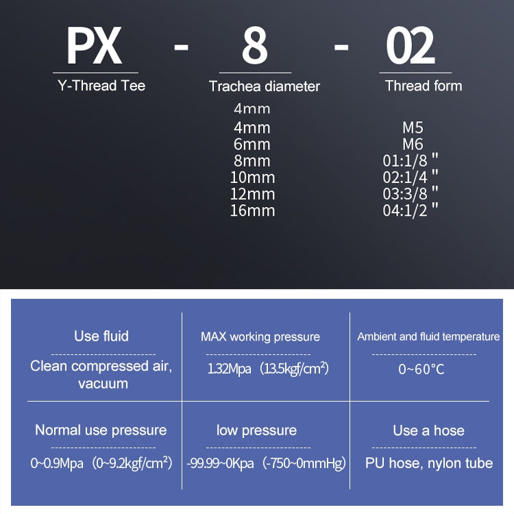 PX6-02 LAIZE 2pcs Plastic Y-type Tee Male Thread Pneumatic Quick Connector My Store