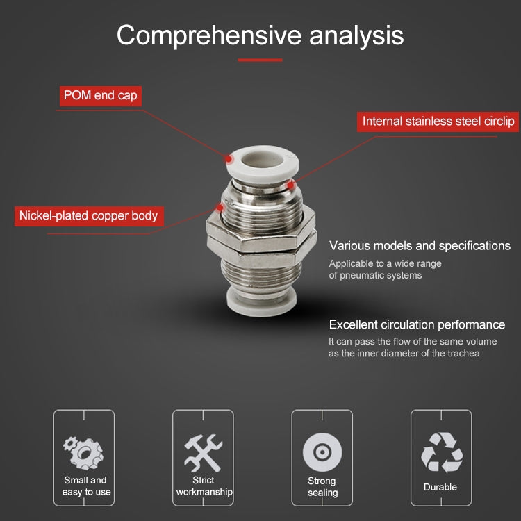 LAIZE PM Bulkhead Straight Pneumatic Quick Fitting Connector My Store