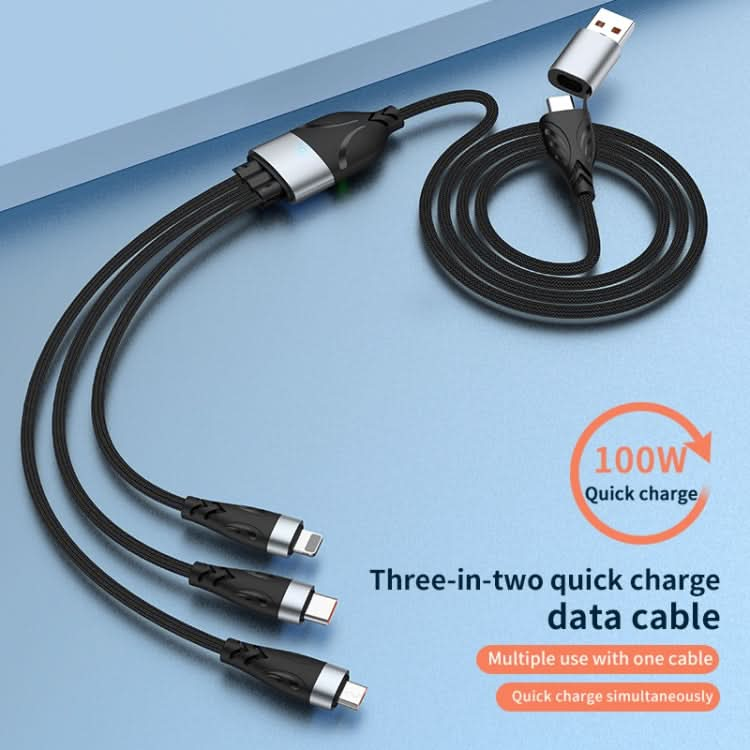 ADC-008 100W USB/Type-C to Type-C + 8 Pin + Micro USB Two to Three Fully Compatible Fast Charge Data Cable