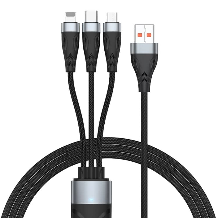 ADC-008 66W USB to USB-C/Type-C + 8 Pin + Micro USB 3 in 1 Fully Compatible Fast Charge Data Cable