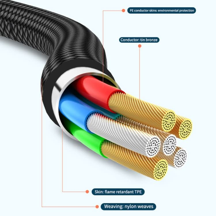 ADC-008 66W USB to USB-C/Type-C + 8 Pin + Micro USB 3 in 1 Fully Compatible Fast Charge Data Cable