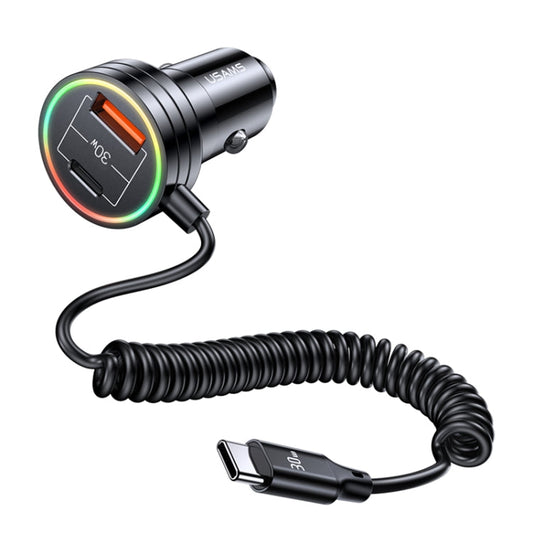 USAMS US-CC167 C33 60W Spring Cable Car Charger with Aperture