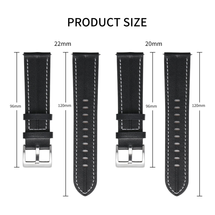 Universal Grooved Genuine Leather Watch Band