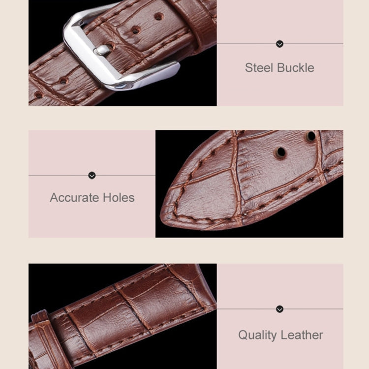 Universal Crocodile Texture Genuine Leather Watch Band