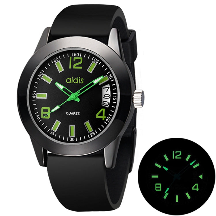 addies MY-1601 Luminous Version Silicone Watchstrap Quartz Watch, Support Calendar Reluova