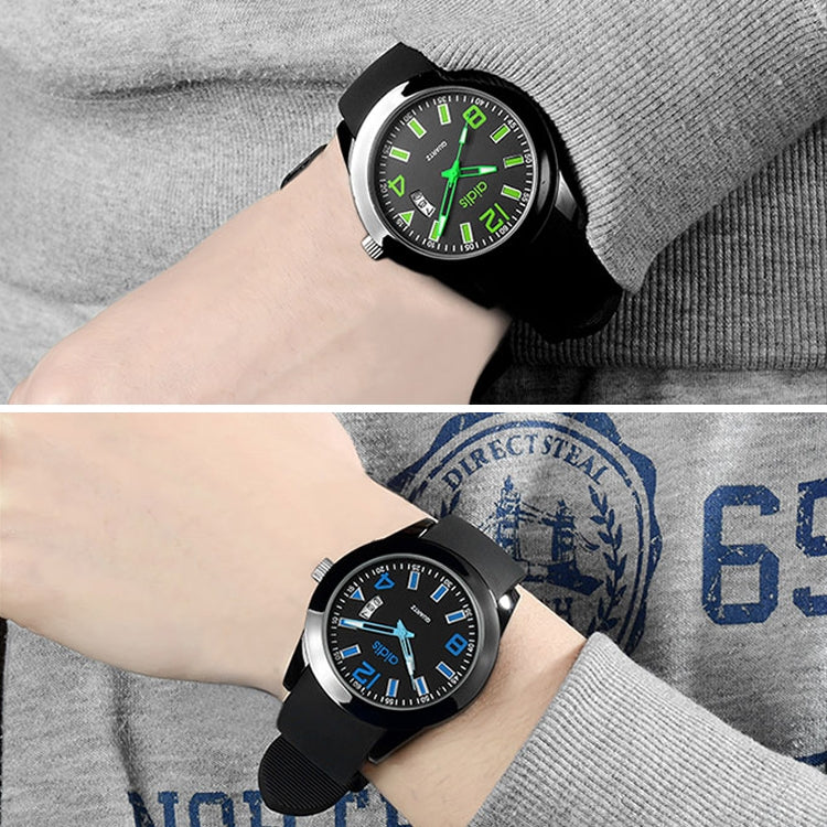 addies MY-1601 Luminous Version Silicone Watchstrap Quartz Watch, Support Calendar