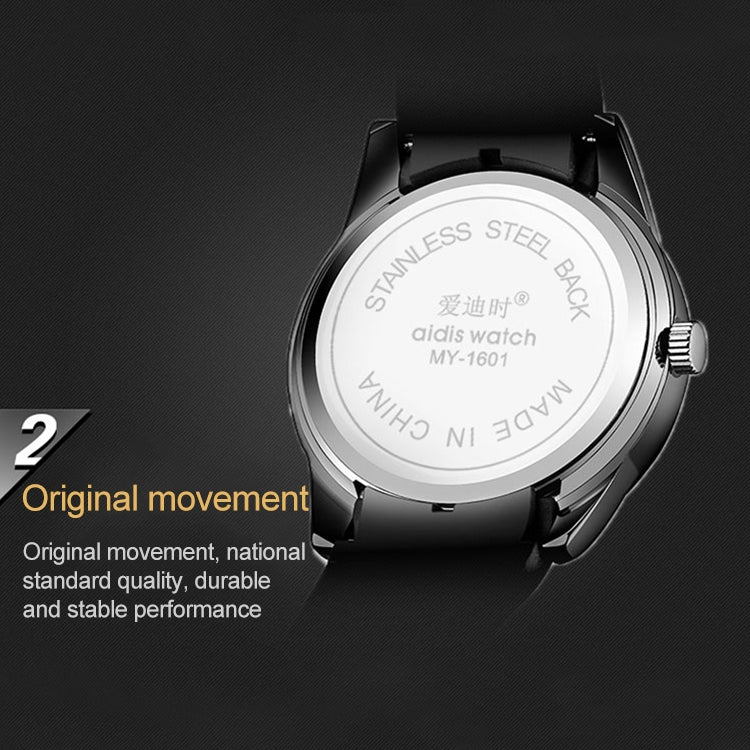 addies MY-1601 Luminous Version Silicone Watchstrap Quartz Watch, Support Calendar