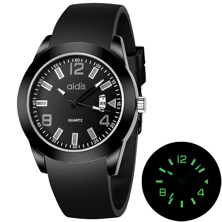 addies MY-1601 Luminous Version Silicone Watchstrap Quartz Watch, Support Calendar