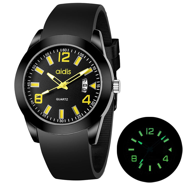 addies MY-1601 Luminous Version Silicone Watchstrap Quartz Watch, Support Calendar