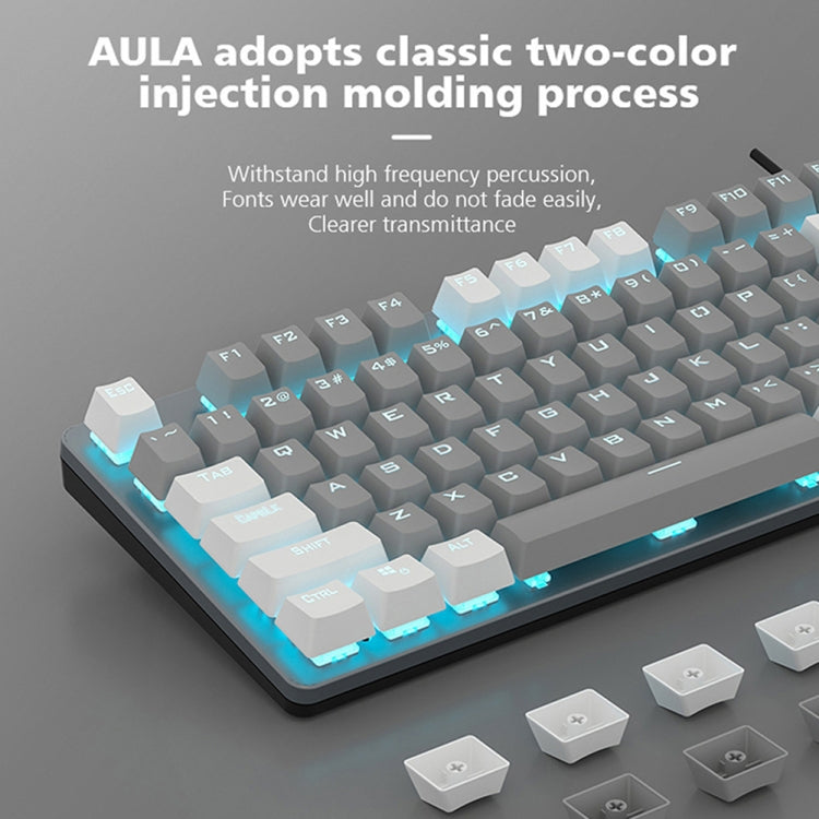 AULA F3287 Wired Color Matching Single Mode 87 Keys Mechanical Keyboard,Green Shaft