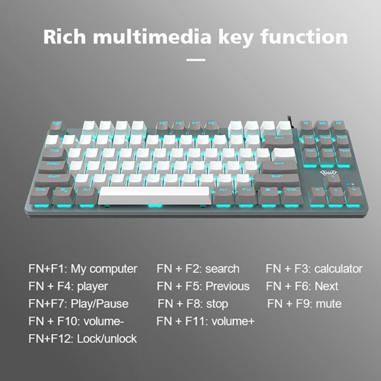 AULA F3287 Wired Color Matching Single Mode 87 Keys Mechanical Keyboard,Green Shaft