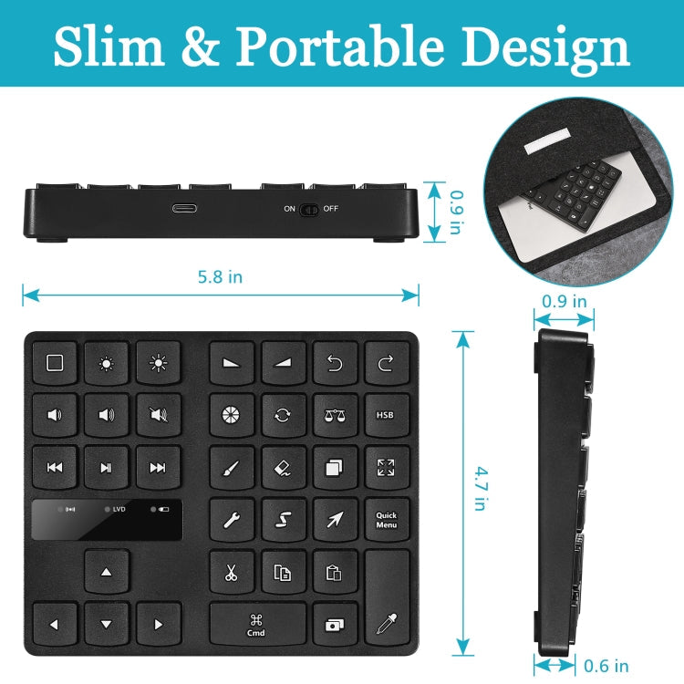 533 Portable Bluetooth 35-Key Wireless Numeric Keyboard My Store