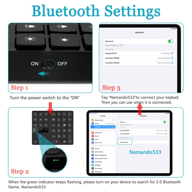 533 Portable Bluetooth 35-Key Wireless Numeric Keyboard