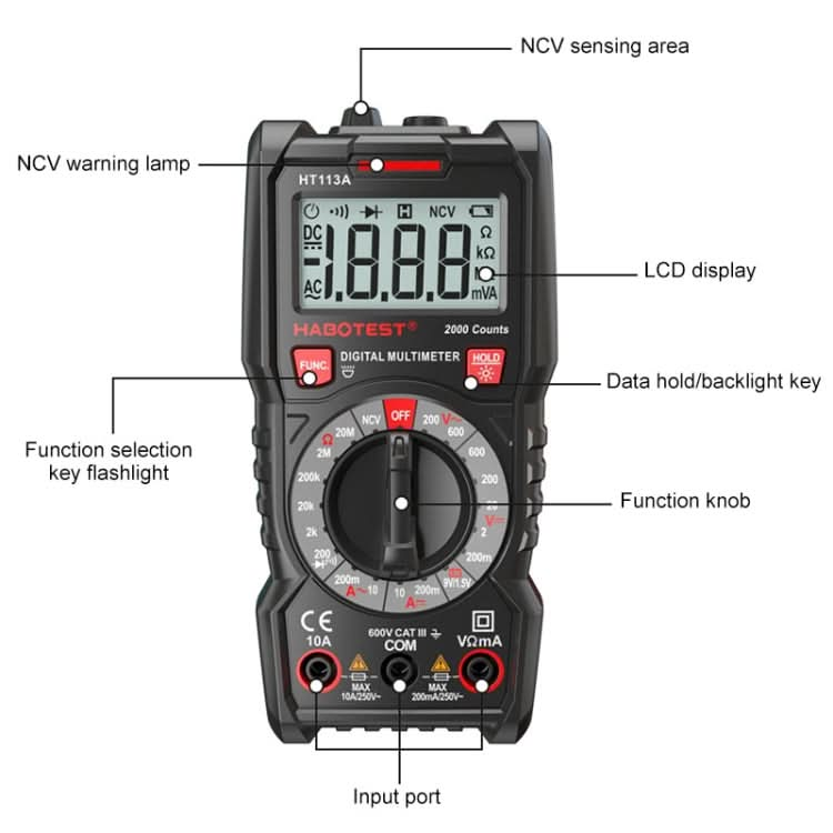 HABOTEST HT113C Automatic Range High-precision Digital Multimeter My Store