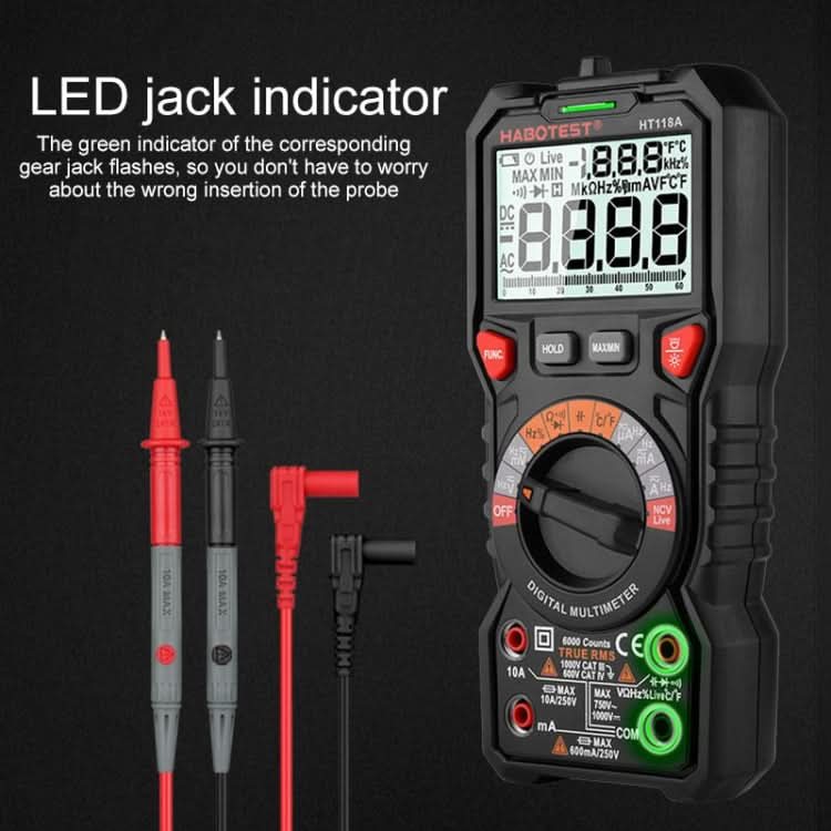 HABOTEST HT118A Handheld Double Backlight High-precision Automatic Digital Multimeter My Store