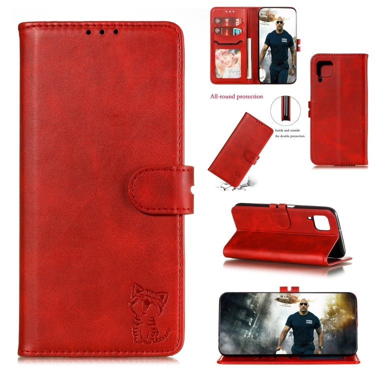 Embossed Happy Cat Pattern Horizontal Flip Leather Case with Holder & Card Slots & Wallet, Series 4