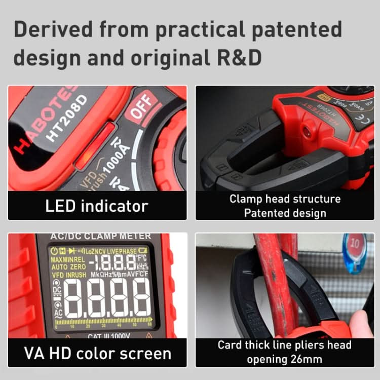 HABOTEST HT208A 1000A Clamp Multi-Function Anti-burning Digital Multimeter My Store