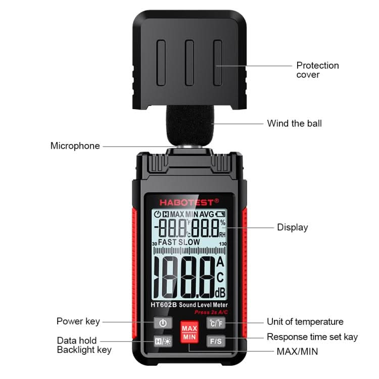 HABOTEST HT602B Multifunctional Digital Display Noise Decibel Tester My Store