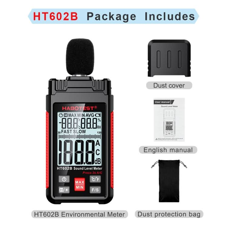 HABOTEST HT602B Multifunctional Digital Display Noise Decibel Tester My Store