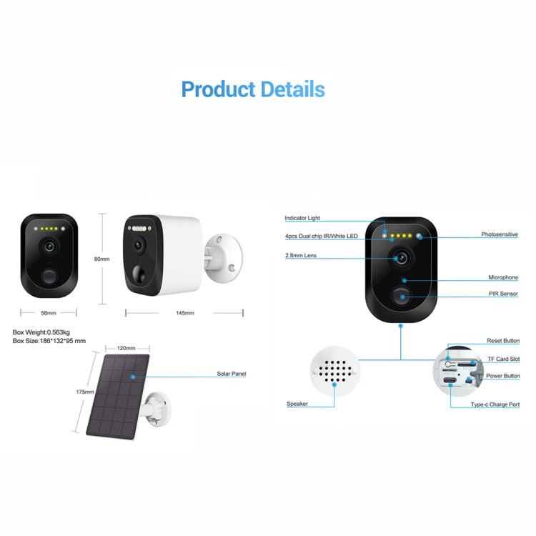 ESCAM QF370 3MP Cloud Storage PT WIFI Solar Panel IP Camera with PIR Alarm Support Night Vision & Two Way Audio Reluova