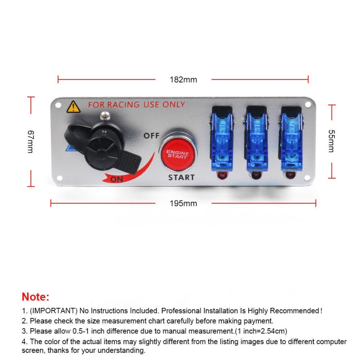 12V Racing Car LED Ignition Switch One Key Start Combination Panel