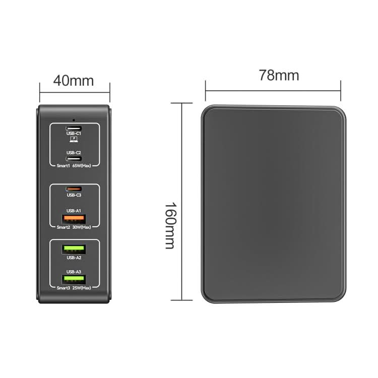 818H 120W Type-C + USB 6-Ports Desktop Fast Charger