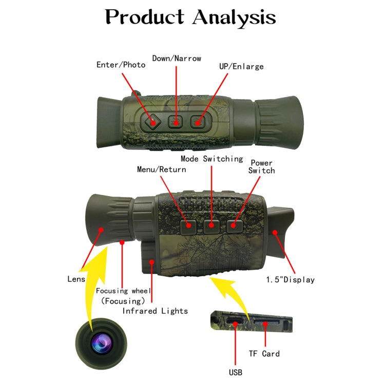 NV1000C Outdoor Hunting 4K HD Camouflage Monocular Digital Night Vision Device Reluova