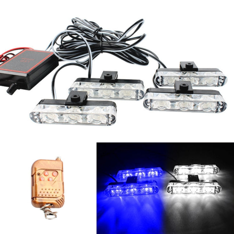 4 in 1 Car 12LEDs Grille Flash Lights Warning Lights with Wireless Remote Control